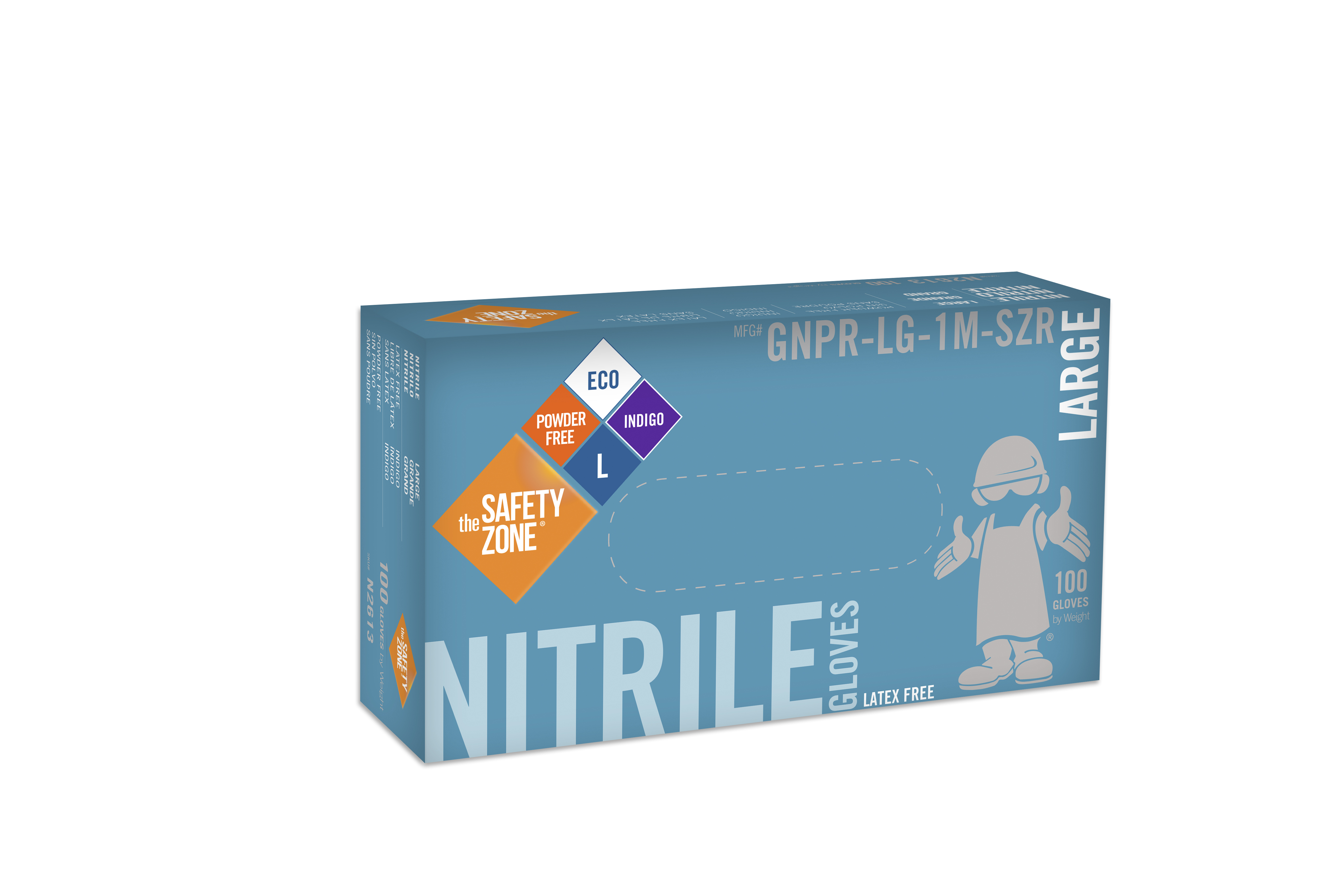 3 MIL, Indigo Powder Free Nitrile 100/Box (10 per case)